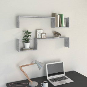Wall Shelf Set of 2 Concrete Grey Engineered Wood 39.4x...