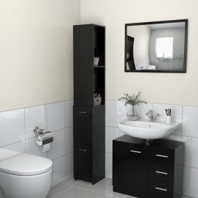 Bathroom Cabinet Black Engineered wood Slim and tall