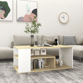 Coffee Table White and sonoma oak Engineered wood Mediu...