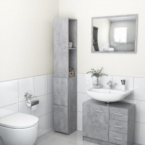 Bathroom Cabinet Concrete Grey Engineered Wood Tall and...