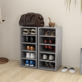 Shoe Cabinet Set of 2 Concrete Grey Engineered Wood Sho...