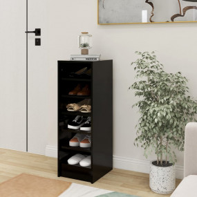 Shoe Cabinet Black Engineered Wood 12.4 x 13.8 x 35.4 i...
