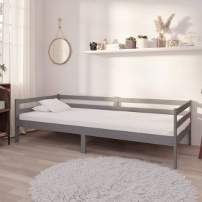 Day Bed Gray Solid pine wood 35.4 x 78.7 in
