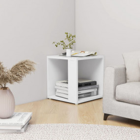 Side Table White Engineered wood Small Side Table Squar...