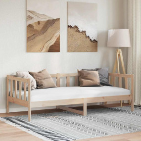 Day Bed Natural Pine Solid Pine Wood 35.4x78.7 in