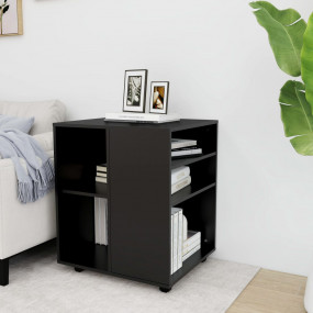 Storage Cabinet Black Engineered Wood Rollable Storage ...