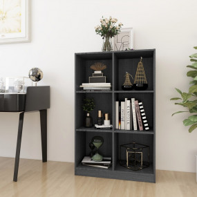 Book Cabinet Gray Solid pine wood Medium Book Cabinet