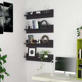 Wall Shelf Set of 4 Grey Engineered wood