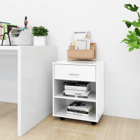 Storage Cabinet High Gloss White Manufactured Wood Comp...