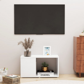 TV Cabinet White Engineered wood Small TV Cabinet Recta...