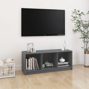 TV Cabinet Grey Solid Pinewood Medium TV Cabinet Rectan...