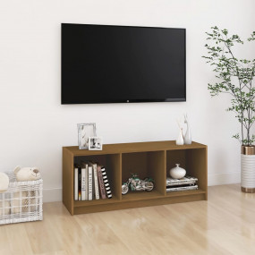 TV Cabinet Honey Brown Solid Pine Wood Medium TV Cabine...