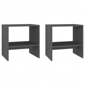 Bedside Cabinet Set of 2 Grey Solid pine wood Standard