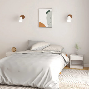Bedside Cabinet Set of 2 White Solid pinewood Small