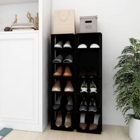 Shoe Cabinet Set of 2 Black Engineered wood Compact