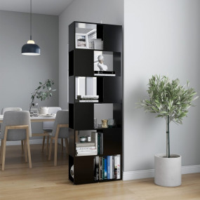 Book Cabinet Room Divider Black Engineered Wood