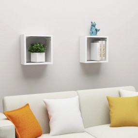 Cube Shelf Set of 2 White Engineered wood 11.8 x 5.9 x ...