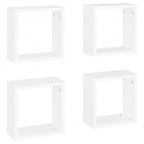 Cube Shelf Set of 4 White Engineered wood Wall mounting