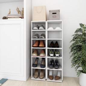 Shoe Cabinet Set of 2 High Gloss White Engineered Wood ...