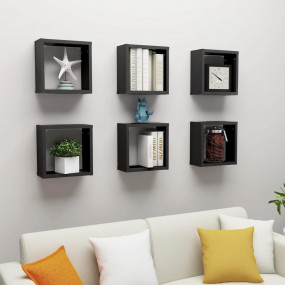 Cube Shelf Set of 6 Black Engineered wood Standard