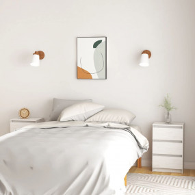 Bedside Cabinet Set of 2 White Solid Pine Wood Medium S...