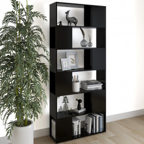 Book Cabinet Room Divider Black Engineered Wood Large