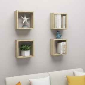 Cube Shelf Set of 4 Sonoma oak Engineered wood Medium