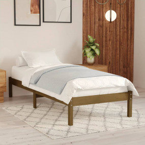Bed Frame Honey Brown Solid pinewood 39.4 x 78.7 in. Du...