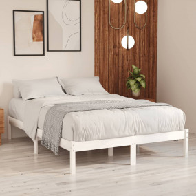 Bed Frame White Solid pinewood 47 x 79 in mattress size...