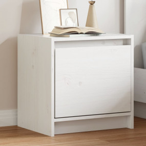 Bedside Cabinet White Solid pinewood Medium-sized Bedsi...