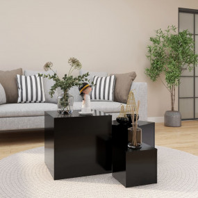 Side Table Set of 3 Black Engineered wood Small to Larg...