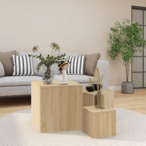 Side Table Set of 3 Sonoma Oak Engineered Wood
