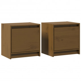 Bedside Cabinet Set of 2 Honey brown Solid pinewood Sma...