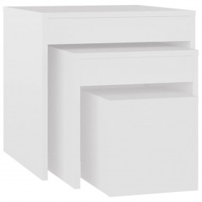 Nesting Table Set of 3 White Engineered wood Small Stac...