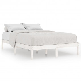 Bed Frame White Solid pine wood 78.7 x 78.7 in Durable