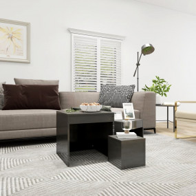 Nesting Table Set of 3 High gloss grey Engineered wood