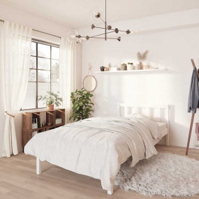 Bed Frame White Solid pine wood Small Single Durable Be...