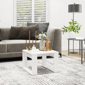 Side Table White Engineered Wood 19.7x19.7x13.8 in Simp...