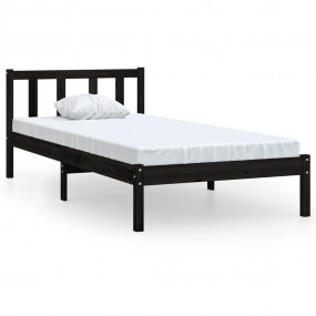 Bed Frame Black Solid pinewood Small Single Durable Bed...