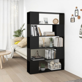 Book Cabinet Room Divider Black Engineered Wood Medium