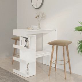 Bar Table White Engineered Wood 39.4in x 19.7in x 40.0i...
