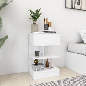 Bedside Cabinet White Engineered Wood Medium Bedside Ca...