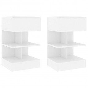 Nightstand Set of 2 White Engineered wood Standard Rect...