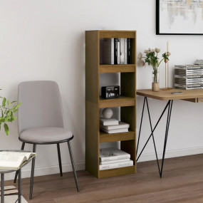 Book Cabinet Room Divider Honey Brown Solid Pinewood