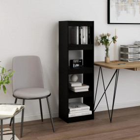 Book Cabinet Room Divider Black Solid pinewood 53.3 in ...