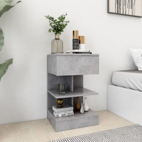Bedside Cabinet Concrete Grey Engineered Wood Medium St...