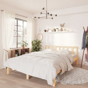 Bed Frame Pine Solid pine 47.2 x 78.7 in Durable Bed Fr...