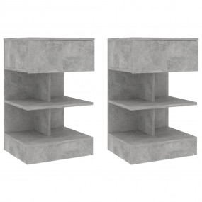 Bedside Cabinet Set of 2 Concrete grey Engineered wood ...