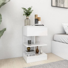 Bedside Cabinet High gloss white Engineered wood