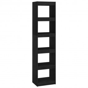 Book Cabinet Black Solid Pinewood Medium Book Cabinet